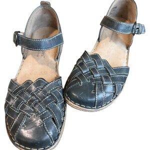 Josef Seibel Francesca 05 Leather Mary Jane Sandals Blue Comfort Flats Size 39